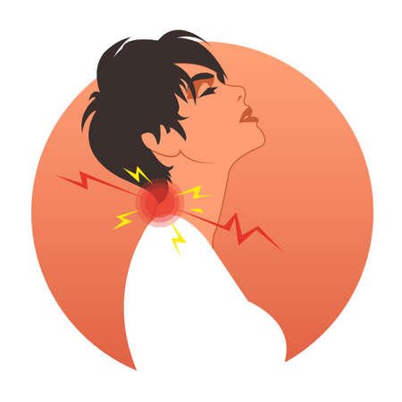 Human stress response system. Cartoon vector illustration brain character with holding placard with stress text and frustrated facial emotion.のイラスト素材