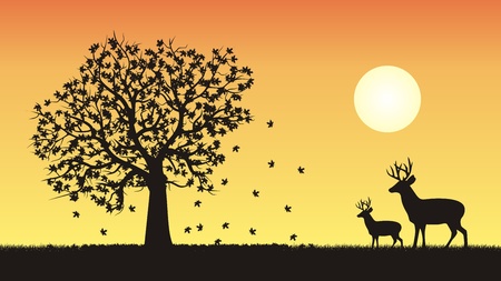 Four seasons vector illustration - fall, autumnのイラスト素材