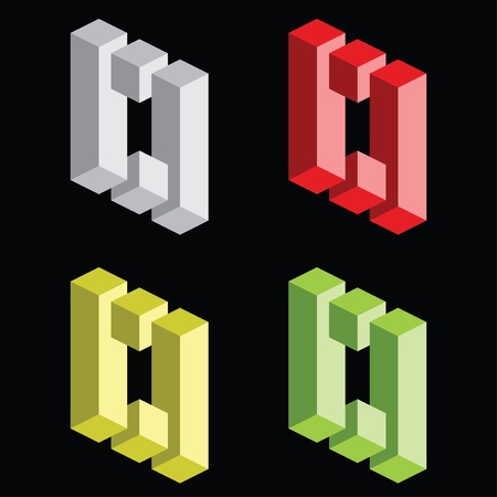 Optical illusion, colorful blocksのイラスト素材