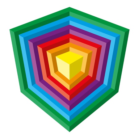 Colorful spectrum vector cube design, isolatedon white backgroundのイラスト素材