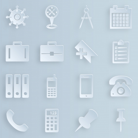 Business, technology, e-commerce, web and shopping icons set paper styleのイラスト素材