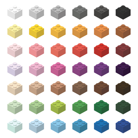 Children simple toy brick bricks color spectrum 2x2 high, isolated on white backgroundのイラスト素材