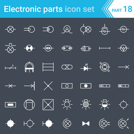 Electric and electronic icons, electric diagram symbols. Lighting.のイラスト素材
