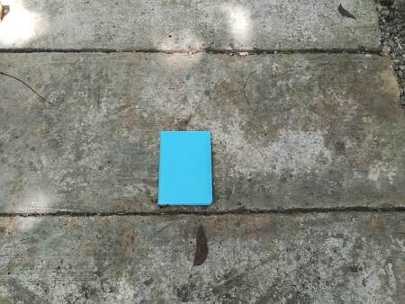 closed blue book on the ground