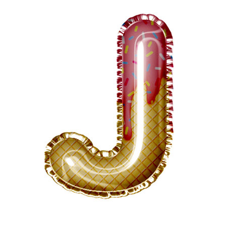 3d Letter J made of inflatable balloon isolated on white backgroundの写真素材