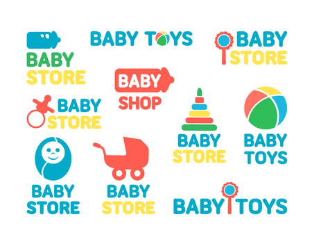 set of baby stores. Vector illustration.のイラスト素材