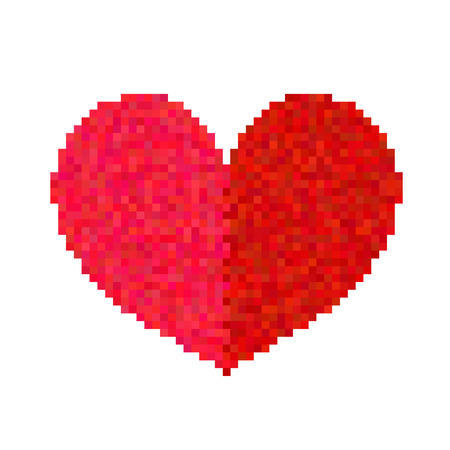 Pixel heart isolated on white background. Art vector illustration.のイラスト素材