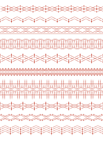Set of Ethnic ornamental borders isolated on white background. Vector Illustrationのイラスト素材