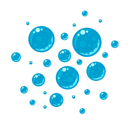 Soap bubbles in flat style isolated on white background. Art vector illustration.のイラスト素材