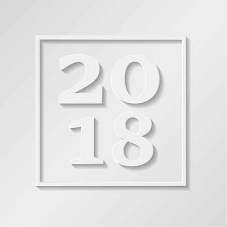 Happy New Year Merry Christmas 2018 in square frameのイラスト素材