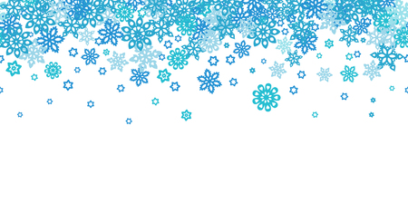 A seamless border snowflakes isolated on white background.のイラスト素材