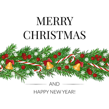 christmas fir-tree wreath isolated on white backgroundのイラスト素材