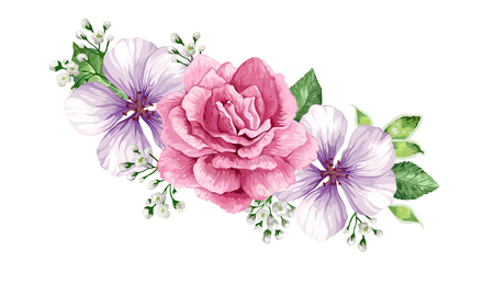 Flower frame in watercolor style isolated on white background. Art vector illustration.のイラスト素材