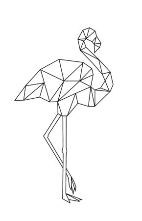 Image of Low poly flamingo isolated on white background.のイラスト素材