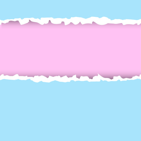 Pastel pink and blue texture of torn paper on top and bottom of the sheet. Preparation for lettering, cover, decoration, design, banners.のイラスト素材