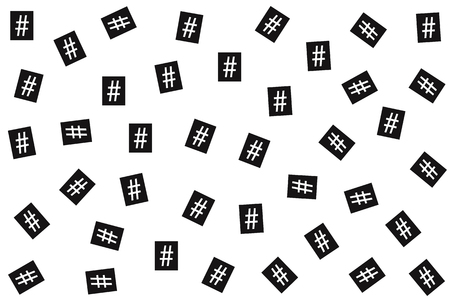 Sign hashtag on  black square. Black and white pattern.のイラスト素材