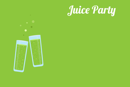 Two Glasses Clinking With A Kiwi Juice On A Green Background With