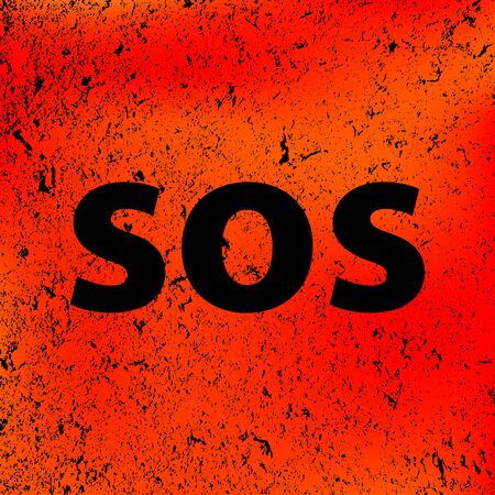 SOS text. Marble colored wall.Vector Illustration. Abstract stone orange-black background.のイラスト素材