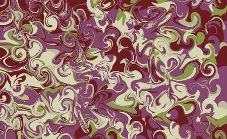 Liquid abstract texture. Swirling paint effect. Vector illustration. Marble abstract background. Green, brown and purple colors.のイラスト素材