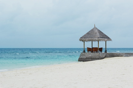 Tranquil beach scene. Exotic tropical beach landscape for background or wallpaper. Design of summer vacation holiday concept.の写真素材