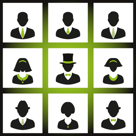 People silhouettes, set business people, avatars, people iconsのイラスト素材