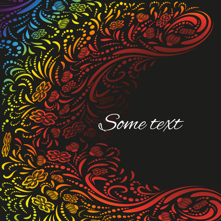 Vector flower pattern on the black backgroundのイラスト素材