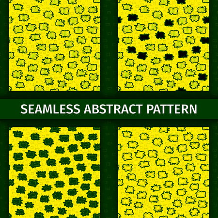 Abstract green and yellow seamless patterns set.のイラスト素材