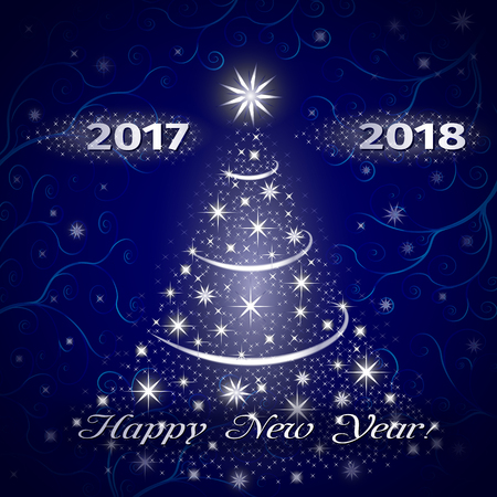Happy New Year 2018 greeting card in blueのイラスト素材