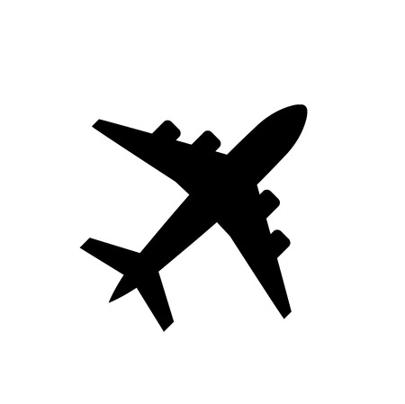 Plane icon icon isolated on white background, airplane symbol in flat style. Airplane sign in black. Vector illustration.のイラスト素材