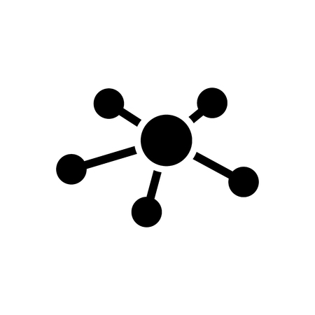 Business Network vector icon in flat style. Social communication solid symbol isolated on white background. Simple abstract drawing network icon in black. Vector illustration for graphic design, Web.のイラスト素材
