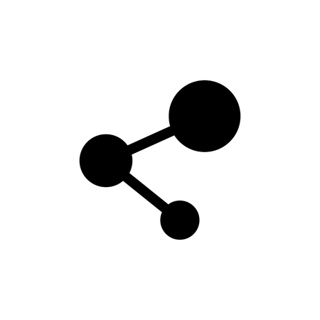 Share icon in flat style. Connect solid symbol isolated on white background. Simple abstract drawing network icon in black. Vector illustration for graphic design, Web.のイラスト素材