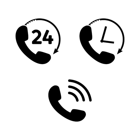 Phone Icon set in flat style. Telephone symbolsのイラスト素材