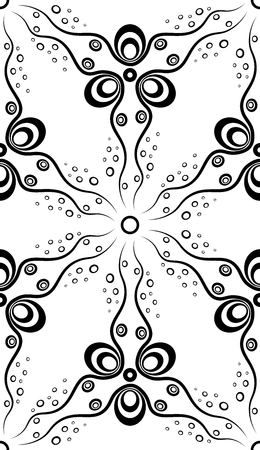Abstract seamless pattern with waves and circles vector background with lines and rounds. Decorative background seamless abstract pattern in black and white.のイラスト素材