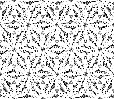 Abstract vector seamless pattern with waves and circles vector background with lines and rounds. Decorative background seamless abstract pattern in black and white.のイラスト素材