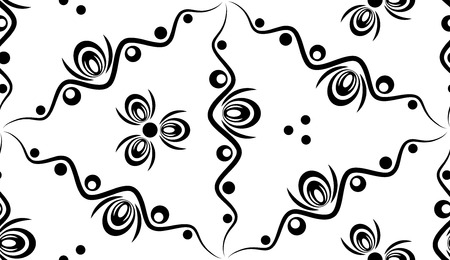 Vector abstract seamless pattern with waves and circles vector background with lines and rounds. Decorative background seamless abstract pattern in black and white.のイラスト素材