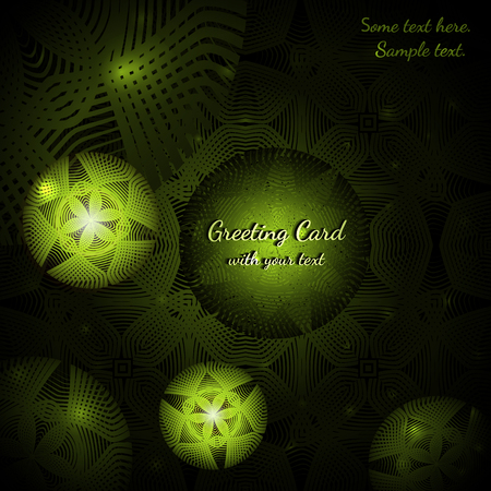 Green greeting card with abstract round patternsのイラスト素材