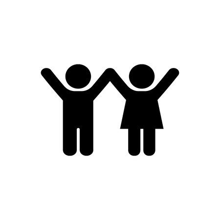 Boy and girl icon icon in flat style. Child symbolのイラスト素材