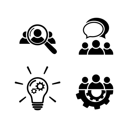 Teamwork icon set in flat styleのイラスト素材