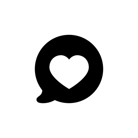 Heart in speech bubble icon in black.のイラスト素材
