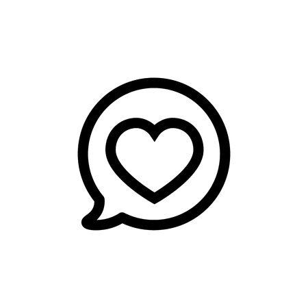 Heart in speech bubble icon on white backgroundのイラスト素材