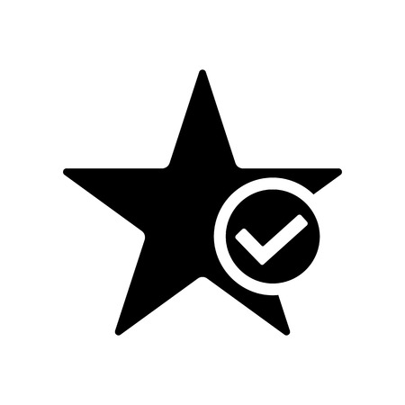 Star favorite icon in flat style. Star with tick symbol isolated on white background. Simple star abstract icon in black. Vector illustration for graphic design, Web, UI, appの写真素材