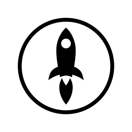 Rocket launch icon in circle. Rocket launch filled flat symbol isolated on white background. Rocket simple solid icon Rocket abstract icon in black Vector illustration for graphic design, Web, UI, appのイラスト素材