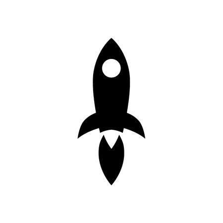 Rocket launch icon. Rocket launch filled flat symbol isolated on white background. Rocket simple solid icon. Rocket abstract icon in black. Vector illustration for graphic design, Web, UI, appのイラスト素材