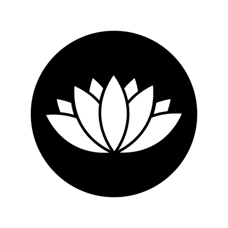 Vector black lotus icon in black circleのイラスト素材