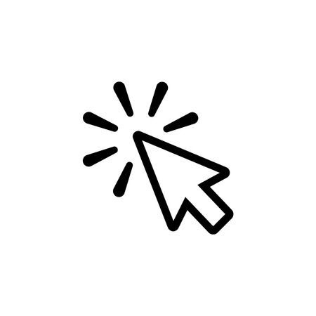Click line icon in flat style. Click symbol isolated on white background. Simple click abstract icon in black. Vector illustration for graphic design, Web, UI, appのイラスト素材