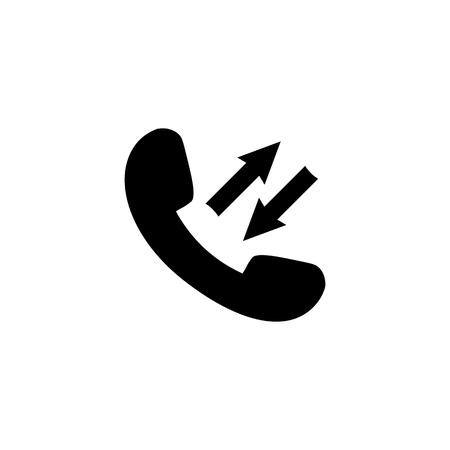 Phone Icon with arrows. Black phone symbol in flat style. Phone sign isolated on white background. Simple vector telephone abstract icon for web site design or button to mobile app.のイラスト素材