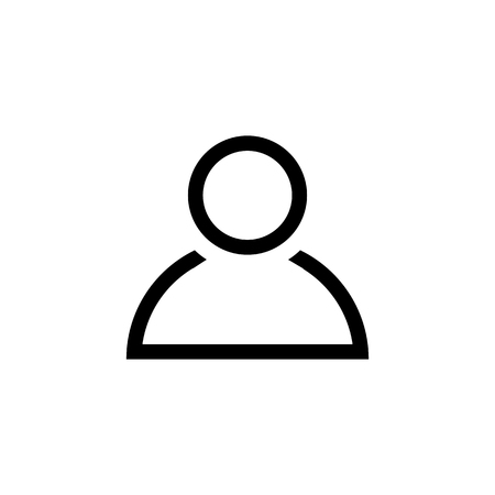 Person icon in line style. Man symbol isolated on white background. Simple avatar abstract icon in black. User sign in flat style. Vector illustration for graphic design, Web, UI, appのイラスト素材