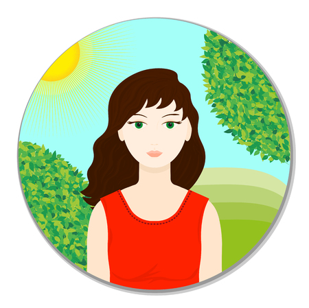 Girl icon. Woman avatar symbol isolated on white background. Face icon in color flat style. Vector illustration for graphic design, Web, UI, app. Cartoon style.のイラスト素材