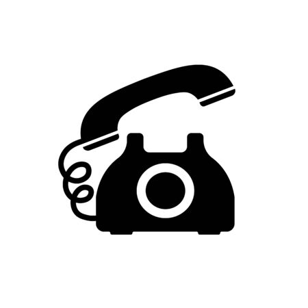 Retro phone icon in black in flat styleのイラスト素材