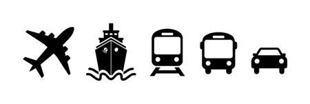 Transport icons in flat style on whiteのイラスト素材